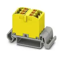 3273138: Panel Mount Barrier Terminal Block, Yellow, 24 A, 690 V, 6 Pole, Push In, 12 AWG