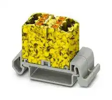 3273152: Panel Mount Barrier Terminal Block, Black/Yellow, 24 A, 690 V, 6 Pole, Push In, 12 AWG