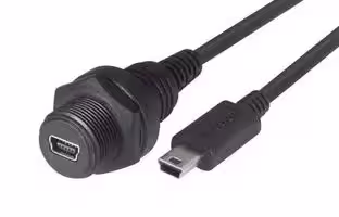 WPUSBMB5X-03M: USB Cable, Mini Type B Plug to Mini Type B Receptacle, 300 mm, 11.8 ft, Black