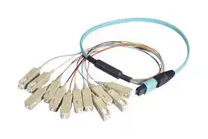 MPM12OM3-SC-1: Fibre Optic Cable, Multimode, 12 Fibres, 50µm/125µmDia, MPO Plug-SC, 1m