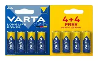 04906121448: Battery, 1.5 V, AA, Alkaline, Raised Positive and Flat Negative, 8