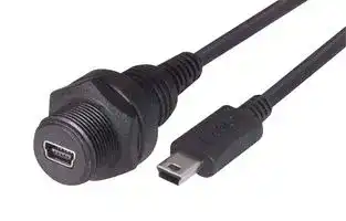 WPUSBMB5X-1M: USB Cable, Mini Type B Plug to Mini Type B Receptacle, 1 m, 3.3 ft, Black
