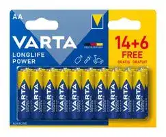 04906121492: Battery, 1.5 V, AA, Alkaline, Raised Positive and Flat Negative, 20
