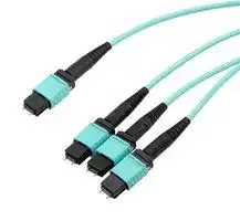 MPM24-MPM308OM4R-3: Fibre Optic Cable, OM3 Multimode, 24Fibres, 50µm / 125µm, MPO Plug to 3x MPO Plug, 3m