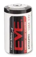ER14250: Battery, Single Cell, 3.6 V, 1/2AA, Lithium Thionyl Chloride, 1.2 Ah