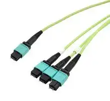 MPM24-MPM308OM5Z-3: Fibre Optic Cable, OM5 Multimode, 24Fibres, 50µm / 125µm, MPO Plug to 3x MPO Plug, 3m