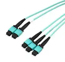 MPM308-MPM212OM3R-1: Fibre Optic Cable, OM3 Multimode, 24Fibres, 50µm / 125µm, 3x MPO Plug to 2x MPO Plug, 1m