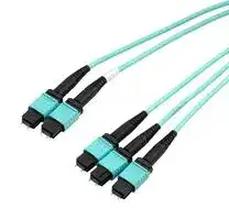 MPM308-MPM212OM4Z-10: Fibre Optic Cable, OM4 Multimode, 24Fibres, 50µm / 125µm, 3x MPO Plug to 2x MPO Plug, 10m