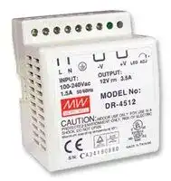DR-4512: AC/DC DIN Rail Power Supply (PSU), ITE, 1 Output, 45 W, 12 VDC, 3.5 A