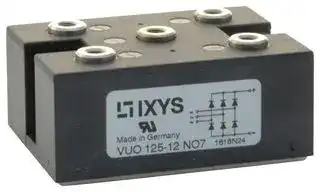 VUO125-12NO7: Bridge Rectifier, Three Phase, 1.2 kV, 150 A, PWS-C, 5 Pins, 1.34 V