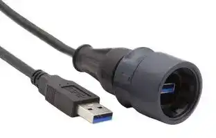 PXP6040/AA3/2M00: USB Cable, 30V, 1A, Push-Twist, Type A Plug to Sealed Type A Plug, 2 m, 6.6 ft, USB 3.0, Black