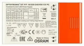 OT-FIT-18/220-240/450-CS-PC-SC: LED Driver, LED Lighting, 18 W, 60 VDC, 450 mA, Constant Current, 198 V