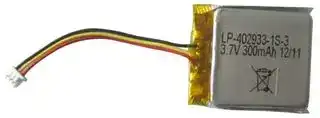LP-402933-IS-3: Rechargeable Battery, 3.7 V, Lithium Polymer, 300 mAh, Connector, 1