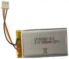 LP-503562-IS-3: Rechargeable Battery, 3.7 V, Lithium Polymer, 1.1 Ah, Connector, 1