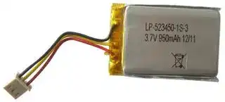LP-523450-IS-3: Rechargeable Battery, 3.7 V, Lithium Polymer, 950 mAh, Connector, 1