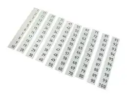 XW5Z-S4.0LB-1-100: Label, XW5Z Series, S4.0, 1 to 100, XW5T & XW5G Series DIN Rail Terminal Blocks