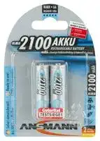 5030992.: Rechargeable Battery, 1.2 V, Nickel Metal Hydride, 2.1 Ah, AA, Raised Positive and Flat Negative