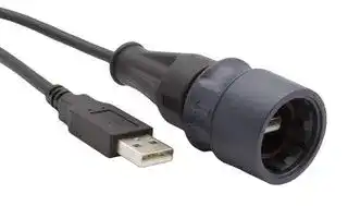 PXP6040/AA/2M00: USB Cable, 30V, 1A, Push-Twist, Type A Plug to Sealed Type A Plug, 2 m, 6.6 ft, USB 2.0, Black