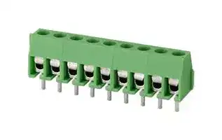 TB0011-350-09GR: Wire-To-Board Terminal Block, Green, 3.5 mm, 9 Ways, 24 AWG, 18 AWG, 1 mm², Screw