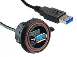 PX0844/A3/0M50/A3: USB Cable, Sealed Type A Receptacle to Type A Plug, 500 mm, 19.7 ", USB 3.0, Black