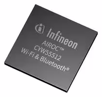 CYW55512IUBGTXTMA1: WLAN, SDIO/GSPI/HSUART Interface, 5 GHz, 1X1 802.11AX, -40 °C to 85 °C, AIROC Bluetooth Series
