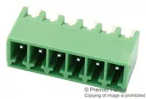 20.155MV/6-E: Terminal Block, Vertical, Header, 3.5 mm, 6 Ways, 10 A, 250 V, Through Hole Vertical