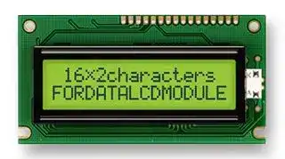 FC1602E01-FHYYBW-51*R: Alphanumeric LCD, 16 x 2, Black on Yellow / Green, 5V, English, Russian, Transflective
