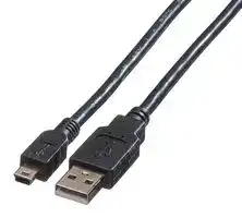 11.02.8708: USB Cable, Type A Plug to Mini Type B Plug, 800 mm, 31.5 ", USB 2.0, Black