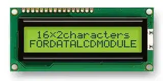 FC1602N01-FHYYBW-51*R: Alphanumeric LCD, 16 x 2, Black on Yellow / Green, 5V, English, Russian, Transflective