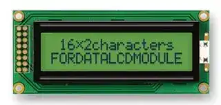 FC1602B04-RNNYBW-16SE: Alphanumeric LCD, 16 x 2, Black on Yellow / Green, 3V, English, Japanese, Reflective