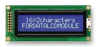 FC1602B04-NSWBBW-91SE: Alphanumeric LCD, 16 x 2, White on Blue, 3V, English, Japanese, Transmissive