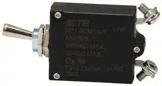 W31-X2M1G-5: Thermal Circuit Breaker, Toggle Actuator, W31 Series, 5 A, 1 Pole, 50 V, 240 V, Panel