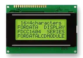 FC1604A01-FSYYBW-51*K: Alphanumeric LCD, 16 x 4, Black on Yellow / Green, 5V, English, Euro, Transflective