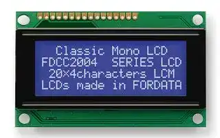 FC2004C03-NSWBBW-91SE: Alphanumeric LCD, 20 x 4, White on Blue, 3V, Parallel, English, Japanese, Transmissive