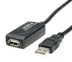 12.04.1091: USB Cable, Type A Plug to Type A Receptacle, 15 m, 49 ft, USB 2.0, Black