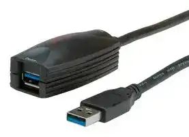 12.04.1096: USB Cable, Type A Plug to Type A Receptacle, 5 m, 16.4 ft, USB 3.0, Black