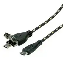 11.02.8314: USB Cable, Type A Plug + Micro Type B Plug to Micro Type B Plug, 1 m, 3.28 ft, USB 2.0