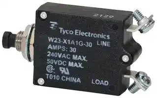 W23-X1A1G-30: Thermal Circuit Breaker, Push/Pull Actuator, W23 Series, 30 A, 1 Pole, 50 V, 240 V, Panel
