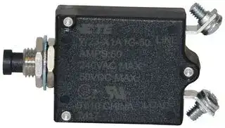 W23-X1A1G-50: Thermal Circuit Breaker, Push/Pull Actuator, W23 Series, 50 A, 1 Pole, 50 V, 240 V, Panel