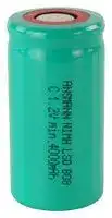 2310-3001: Rechargeable Battery, 1.2 V, Nickel Metal Hydride, 4.5 Ah, C, Flat Top, 25.8 mm