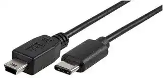 PSG91209: USB Cable, Type C Plug to Mini Type B Plug, 1 m, 3.28 ft, USB 2.0, Black