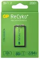 GPRHV208R076: Rechargeable Battery, 8.4 V, Nickel Metal Hydride, 200 mAh, PP3, Snap Contact, 1