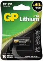 GPPCL123A117: Battery, 3 V, CR123A, Lithium Manganese Dioxide, 1.5 Ah, Raised Positive and Flat Negative, 1