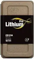 GPPCL123A114: Battery, 3 V, CR123A, Lithium Manganese Dioxide, 1.5 Ah, Raised Positive and Flat Negative, 10
