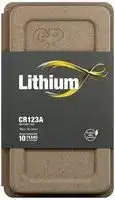 GPPCL123A107: Battery, 3 V, CR123A, Lithium Manganese Dioxide, 1.4 Ah, Raised Positive and Flat Negative, 10