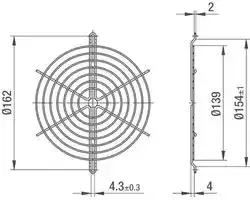 04013-2-4039: Fan Finger Guard, Grille, Steel - Wire Form, 172mm Axial Fans, 162 mm, Bright Nickel Chrome