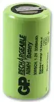 GP330SCHHB: Rechargeable Battery, Single Cell, 1.2 V, Nickel Metal Hydride, 3.3 Ah, Sub C, Opposing Tags, 1