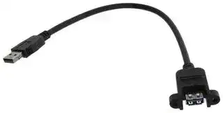 U3A00100-03M: USB CABLE, 3.0 A PLUG-A RCPT, BLK, 11.8"