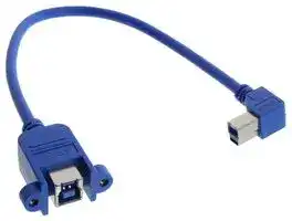 U3A00102-03M: USB CABLE, 3.0 B PLUG-B RCPT, BLU, 11.8"