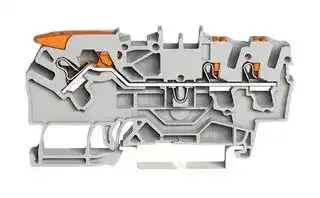 2102-5301: DIN Rail Mount Terminal Block, Through, 3 Ways, 22 AWG, 12 AWG, 2.5 mm², Clamp, 24 A